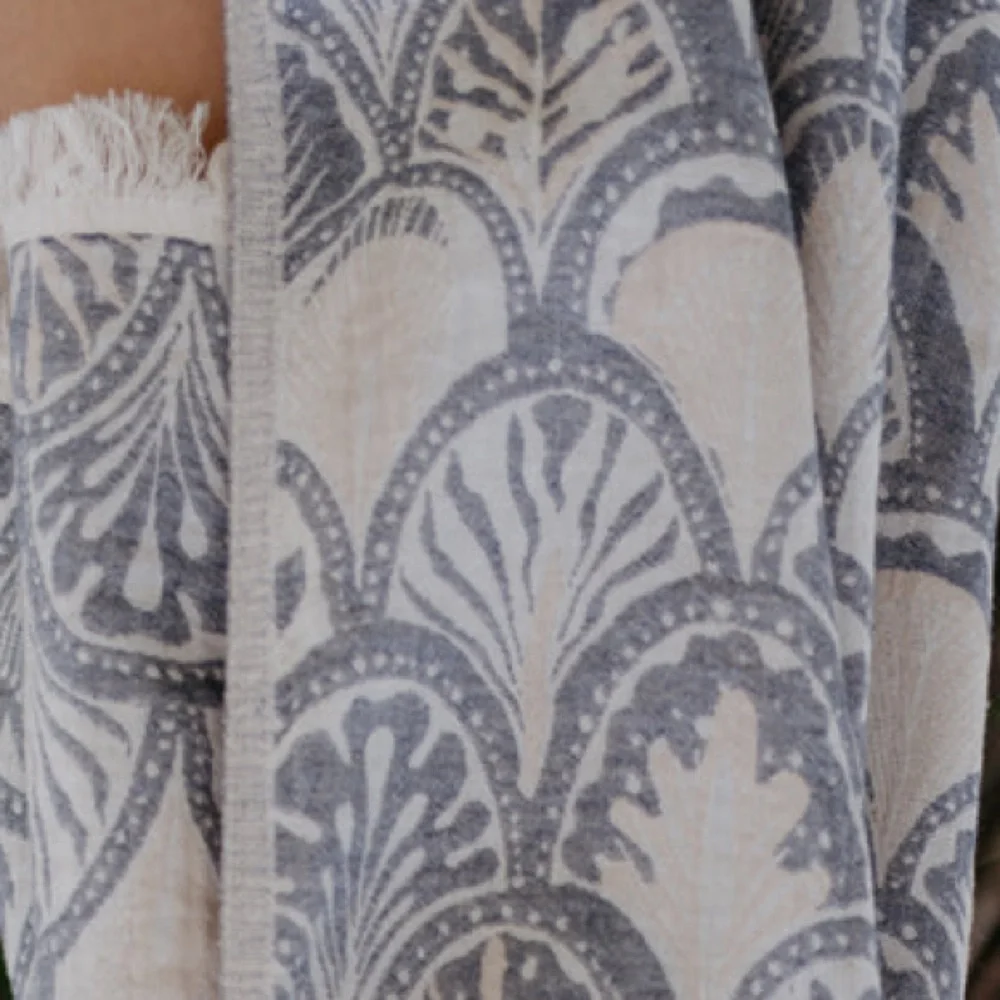 DECO SUCCULENTS in Blues Loom Weave Organic Cotton Set of 4  Curtains Tapestries